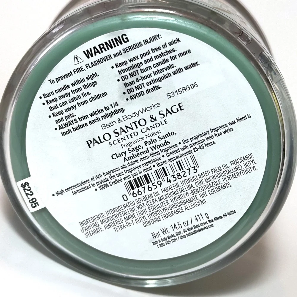 PALO SANTO & SAGE 3 Wick Candle - Picture 3 of 4